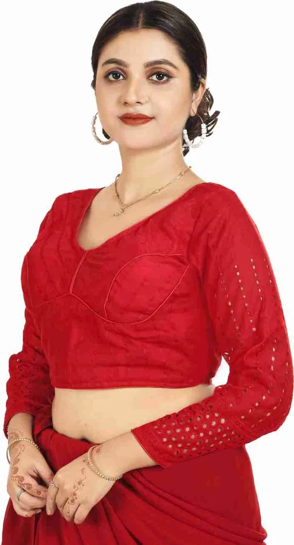 Red_Cotton_Silk_Embroidered_Blouse_With_Full_Sleeves_And_Back_Dori_Closure