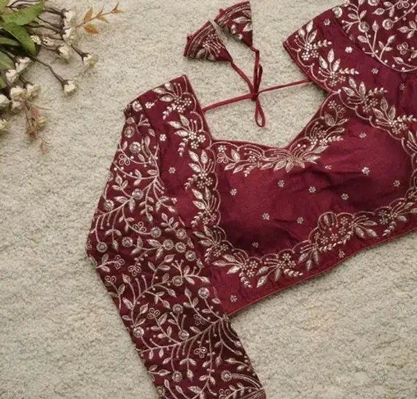 Maroon_Embroidered_Blouse_With_Floral_Design