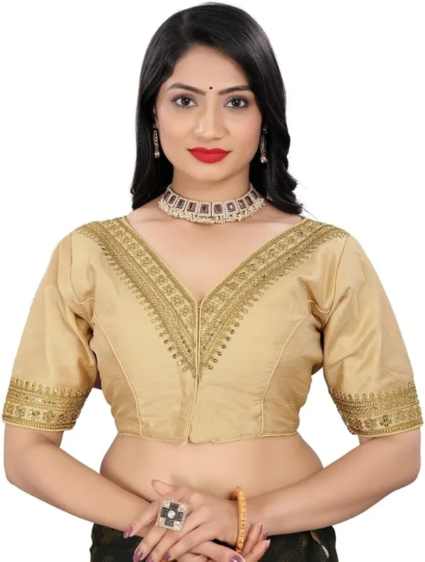 Gold_Embroidered_Saree_Blouse_With_V-Neck_Design