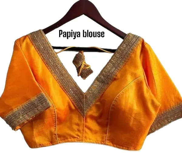 Papiya_Blouse_-_Designer_Orange_Satin_Blouse_With_Golden_Border_And_Tassel_Detail