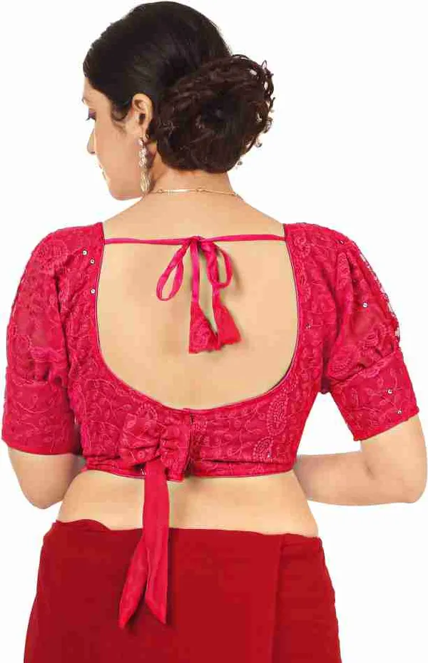 Pink_Net_Embroidered_Blouse_With_Puff_Sleeves_And_Back_Bow_Detail