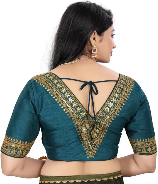 Teal_Green_Embroidered_Blouse_With_Gold_Embellishments_And_Mirror_Work