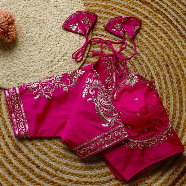Magenta_Embellished_Blouse_With_Strappy_Back_Design