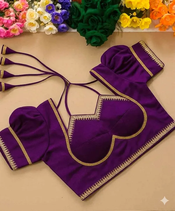 Purple_Embroidered_Blouse_With_Golden_Border_And_Puff_Sleeves