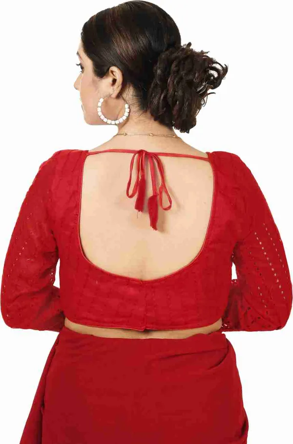 Red_Cotton_Silk_Embroidered_Blouse_With_Full_Sleeves_And_Back_Dori_Closure