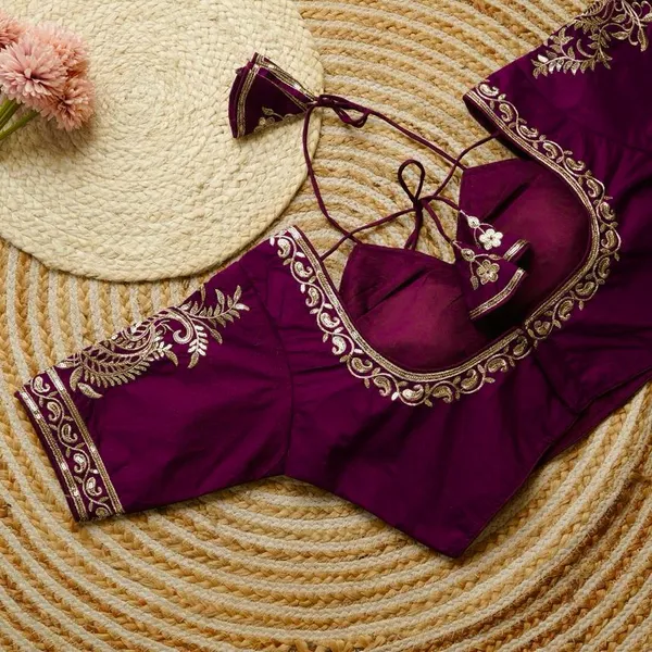 Purple_Embroidered_Blouse_With_Golden_Zari_Work_And_Tassel_Tie-Up