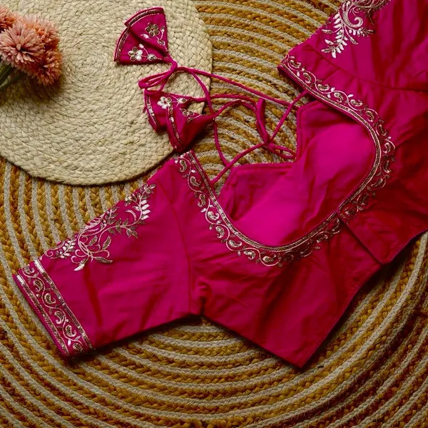 Magenta_Embellished_Blouse_With_Strappy_Back_Design