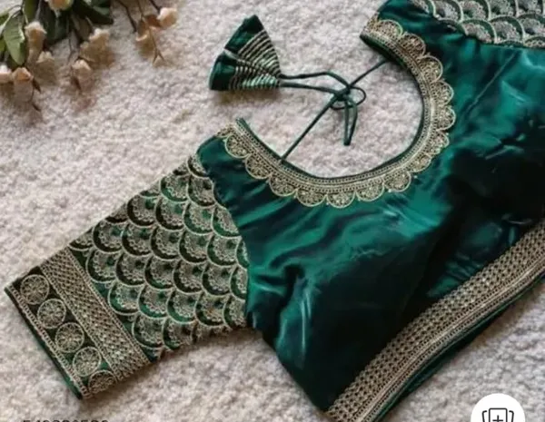 Green_Silk_Embroidered_Blouse_With_Golden_Zari_Work
