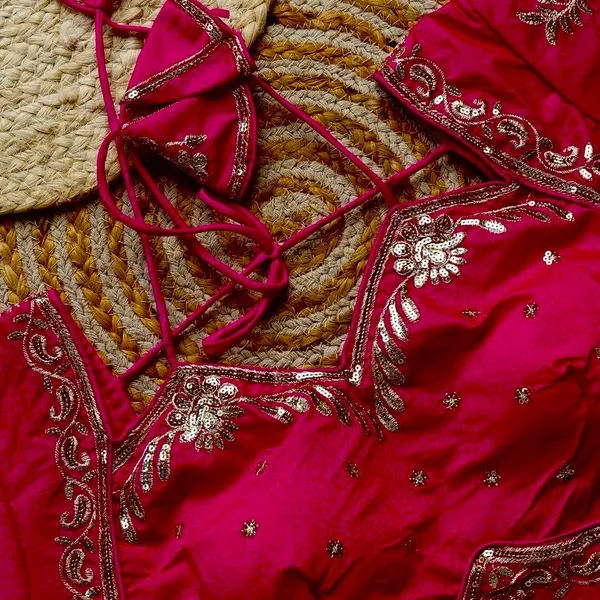 Magenta_Embellished_Blouse_With_Strappy_Back_Design