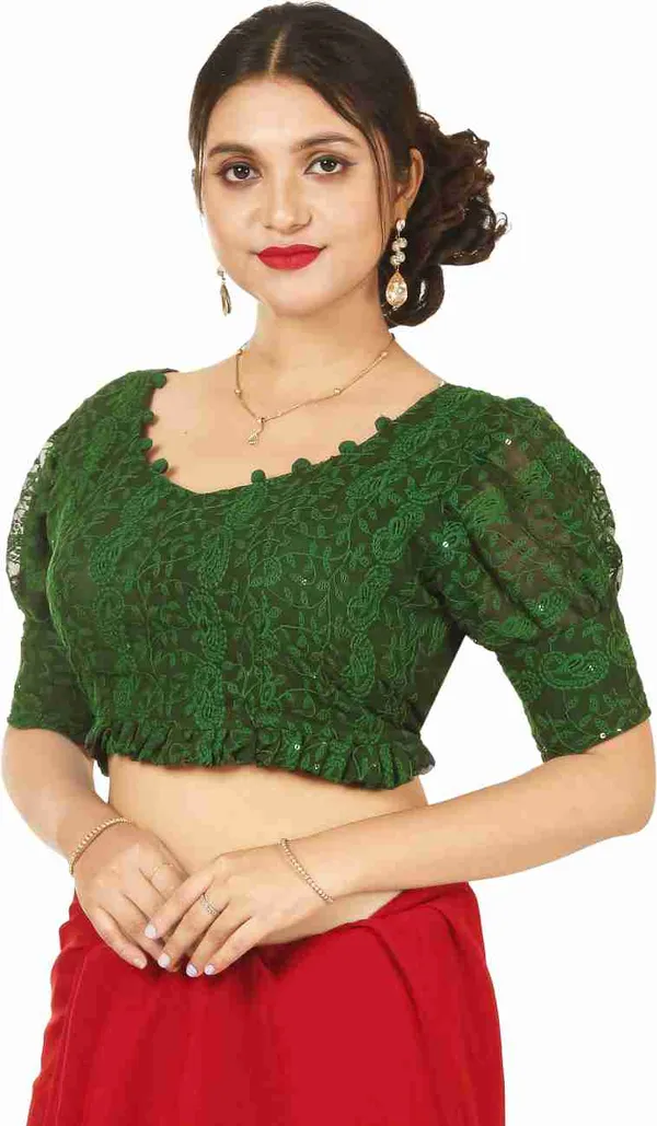 Green_Embroidered_Lace_Blouse_With_Scalloped_Neckline_And_Back_Tie
