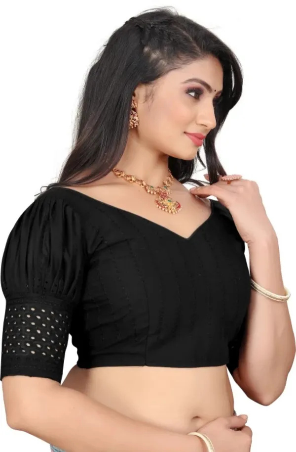 Black_Designer_Blouse_With_Puffed_Sleeves_And_Cutwork_Detail