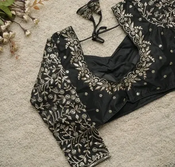 Black_Embroidered_Blouse_With_Floral_Design