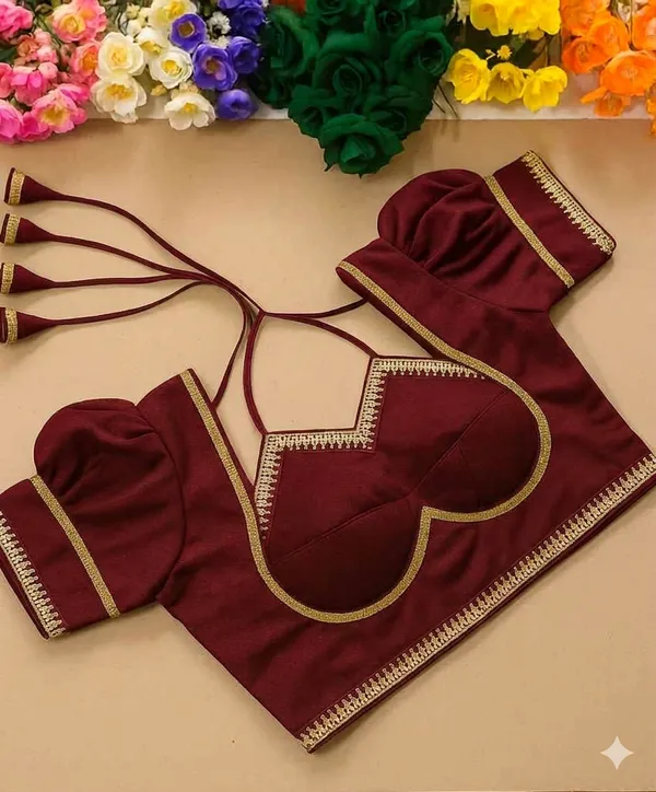 Maroon_Embellished_Blouse_With_Puff_Sleeves