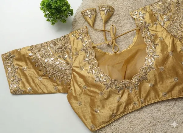 Golden_Embroidered_Saree_Blouse_With_Intricate_Beadwork