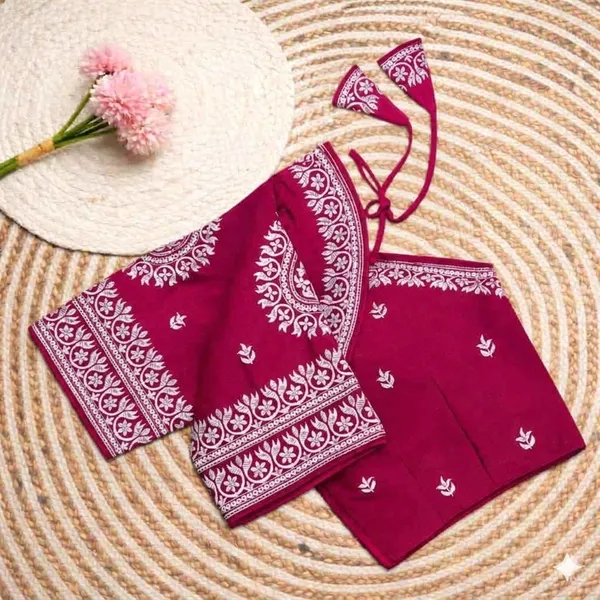 Magenta_Embroidered_Blouse_With_Floral_Motifs_And_Dori_Tie-Up