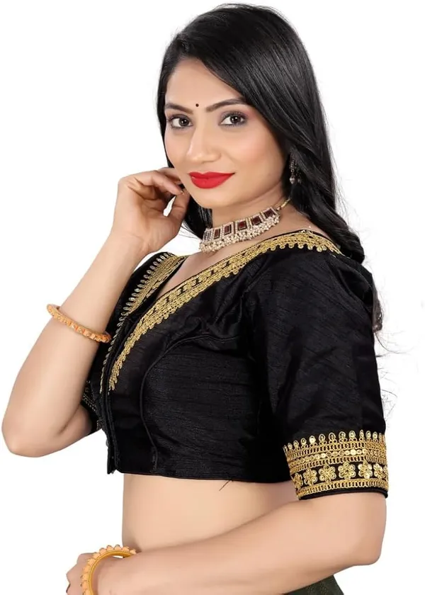 Black_Designer_Blouse_With_Golden_Embroidery_And_V-Neck_Design