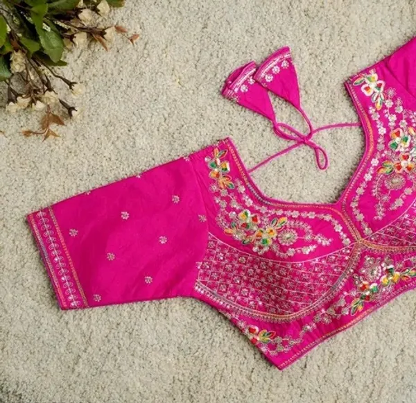 Pink_Embroidered_Blouse_With_Floral_Sequin_Work_And_Tassel_Tie-Up