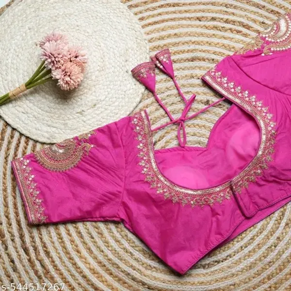 Pink_Embroidered_Designer_Blouse_With_Sequin_And_Mirror_Work