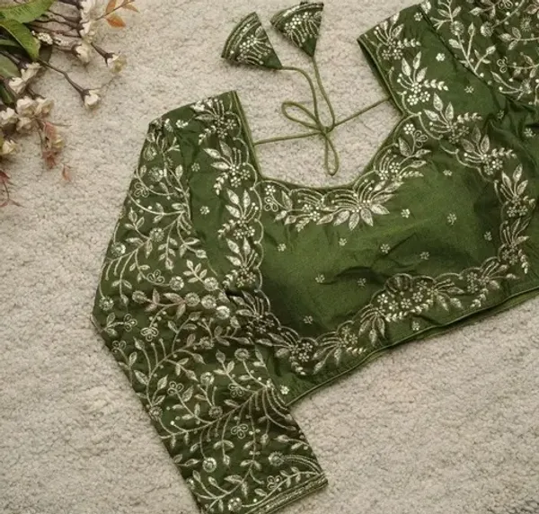 Mehandi_Green_Embroidered_Blouse_With_Floral_Threadwork