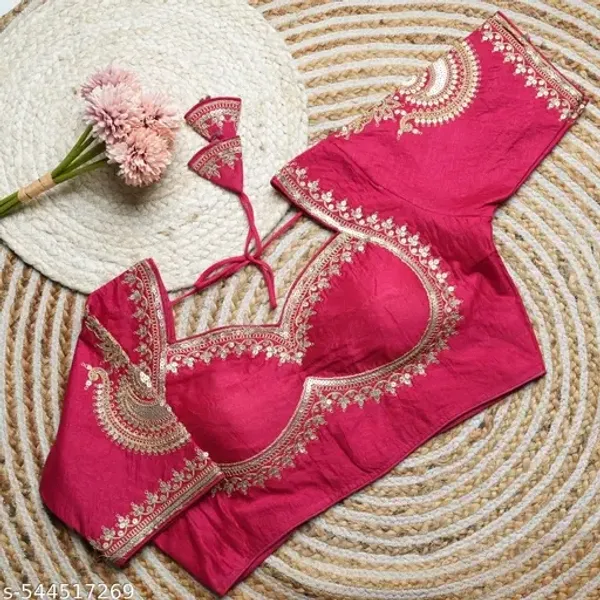 Pink_Embroidered_Saree_Blouse_With_Dori_Tie-Up
