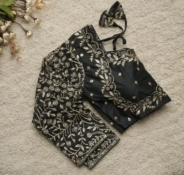 Black_Embroidered_Blouse_With_Floral_Design
