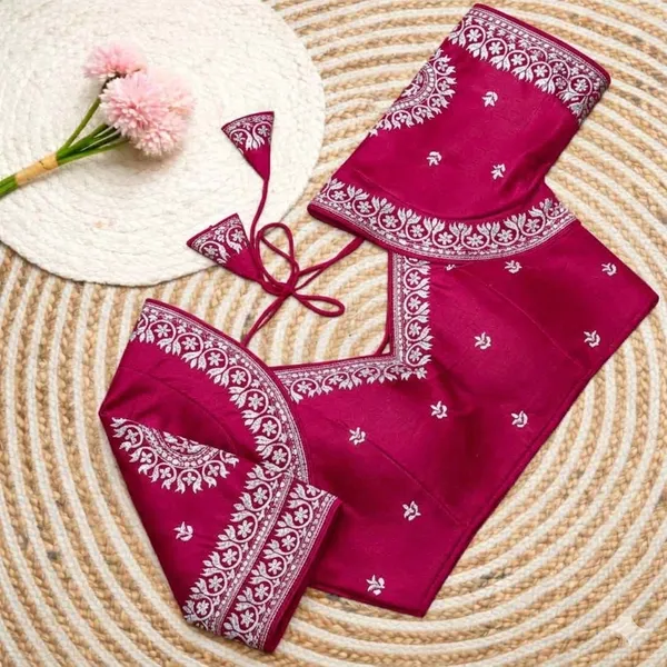 Magenta_Embroidered_Blouse_With_Floral_Motifs_And_Dori_Tie-Up