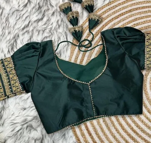 Dark_Green_Embellished_Saree_Blouse_With_Golden_Detailing