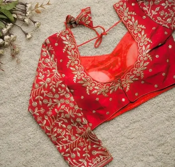 Red_Embroidered_Bridal_Blouse_With_Golden_Floral_Zari_Work