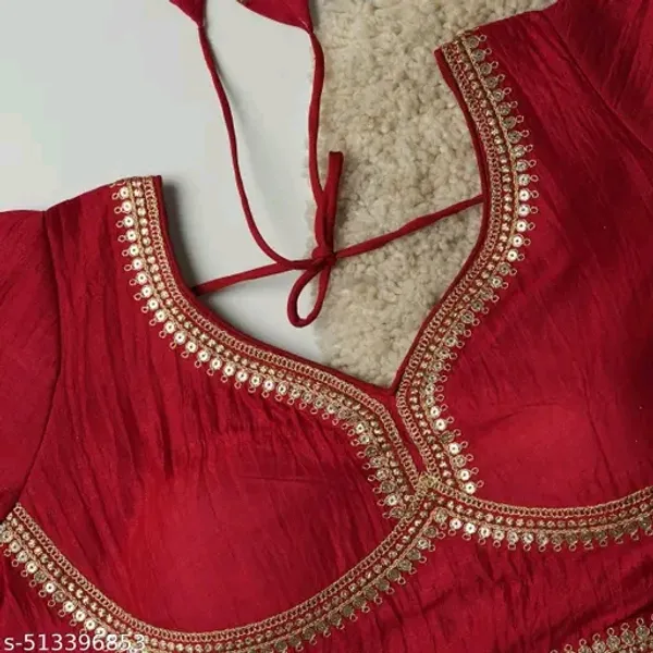 Red_Embellished_Readymade_Saree_Blouse_With_Back_Tie-Up