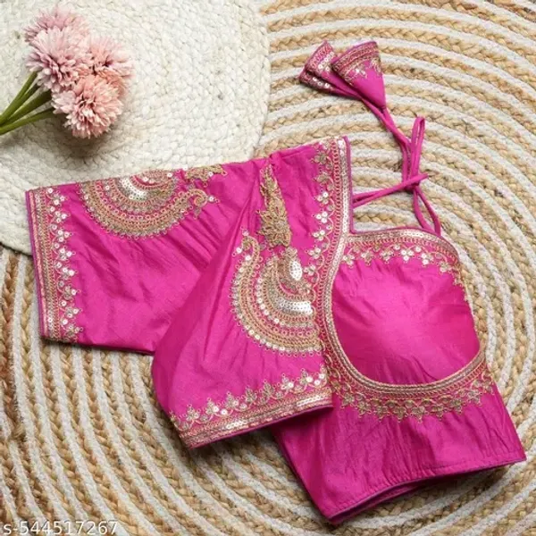 Pink_Embroidered_Designer_Blouse_With_Sequin_And_Mirror_Work