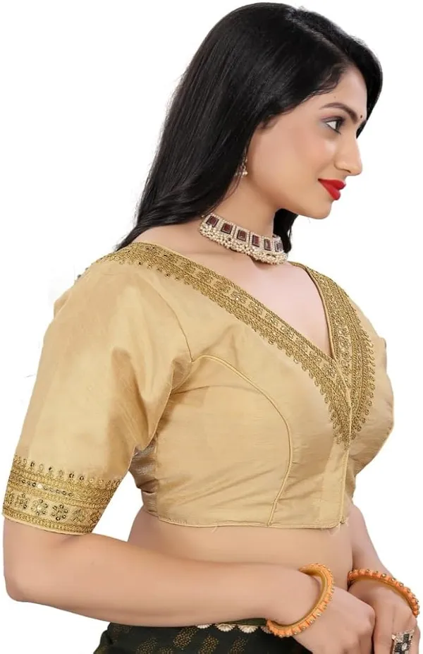 Gold_Embroidered_Saree_Blouse_With_V-Neck_Design