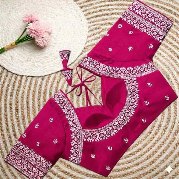 Magenta_Embroidered_Blouse_With_Floral_Motifs_And_Dori_Tie-Up