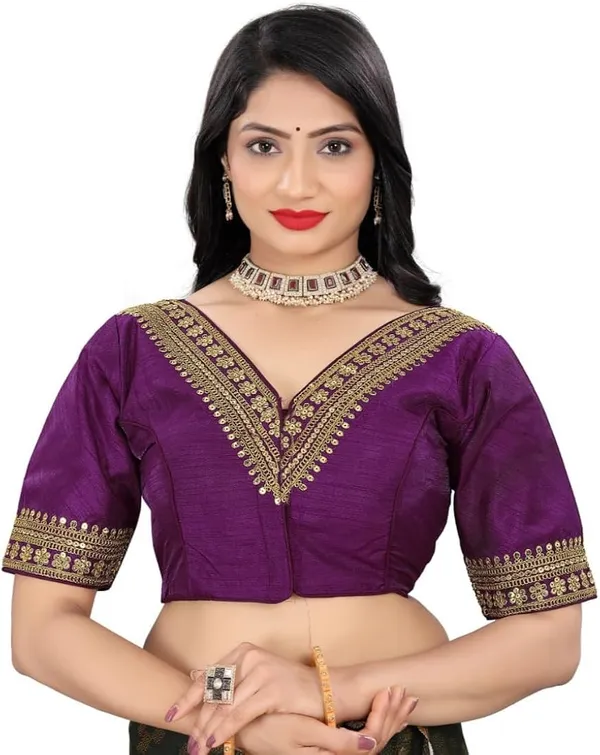 Purple_Embroidered_Silk_Blouse_With_Golden_Zari_Work