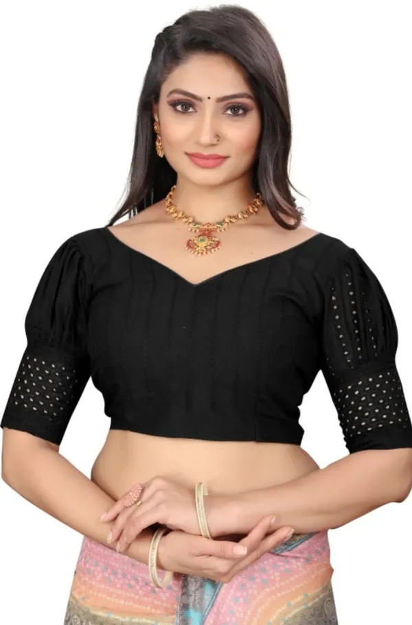Black_Designer_Blouse_With_Puffed_Sleeves_And_Cutwork_Detail
