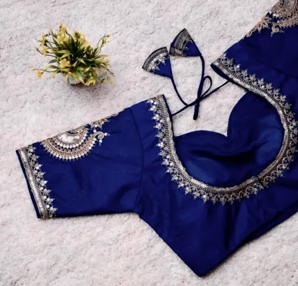 Royal_Blue_Embroidered_Blouse_With_Silver_Lace_Detailing