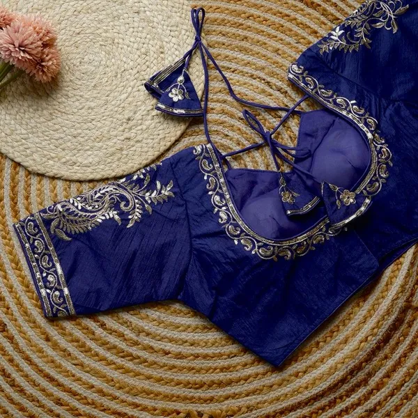 Royal_Blue_Embroidered_Blouse_With_Tassel_Tie-Up_Back