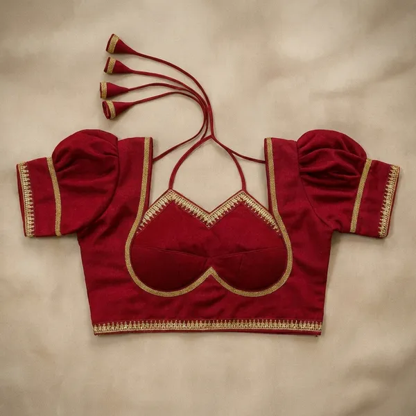 Red_Embellished_Designer_Blouse_With_Puff_Sleeves