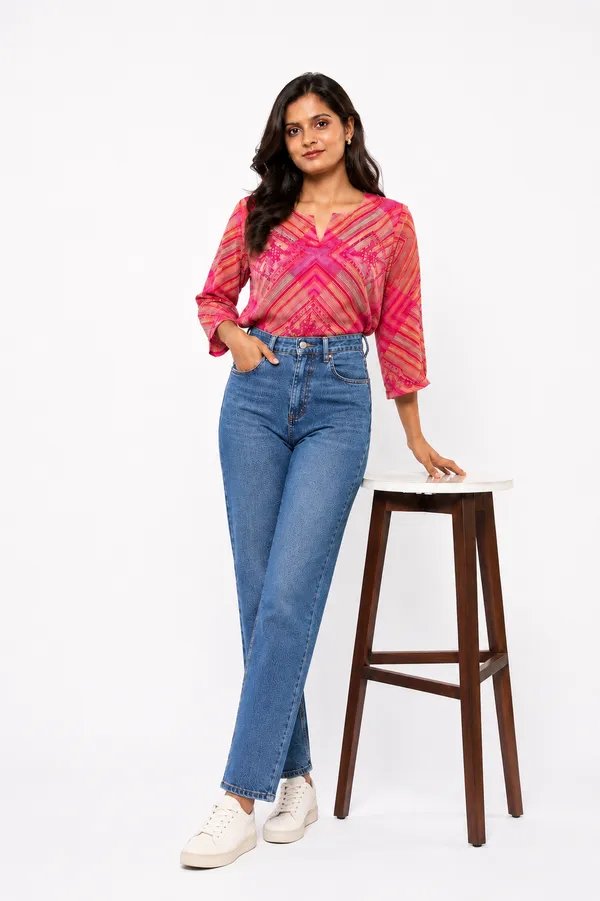 Vibrant_multicolor_chinon__Pink_Striped_pure_Chinon_chikankari_and_mukiash_detailing_top