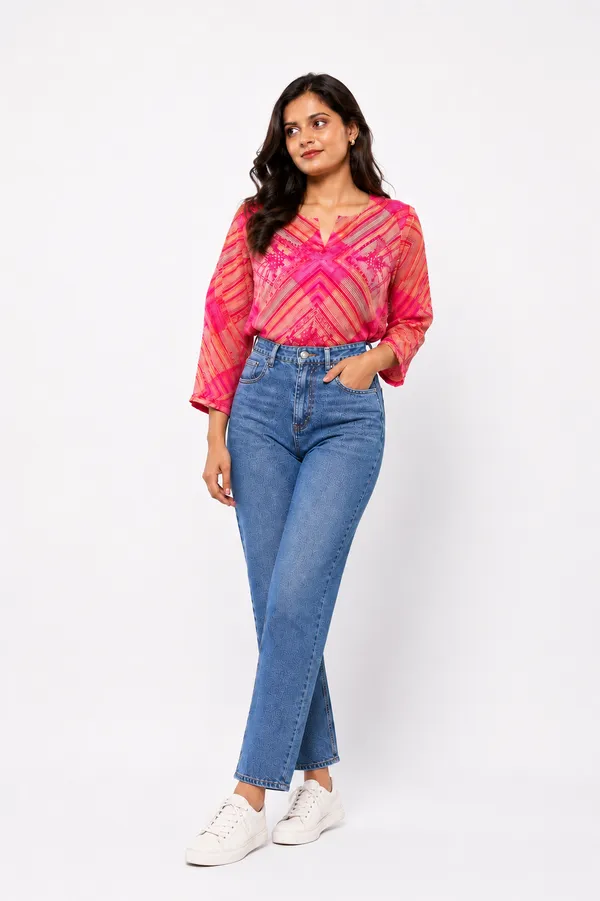 Vibrant_multicolor_chinon__Pink_Striped_pure_Chinon_chikankari_and_mukiash_detailing_top
