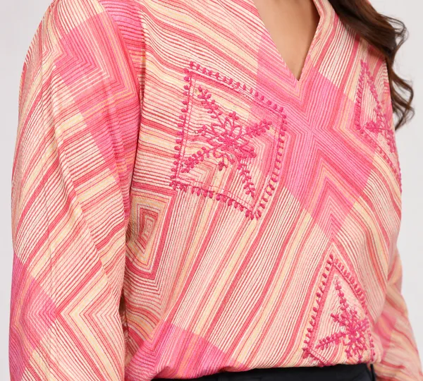 Vibrant_multicolor_chinon__Pink_Striped_pure_Chinon_chikankari_and_mukiash_detailing_top