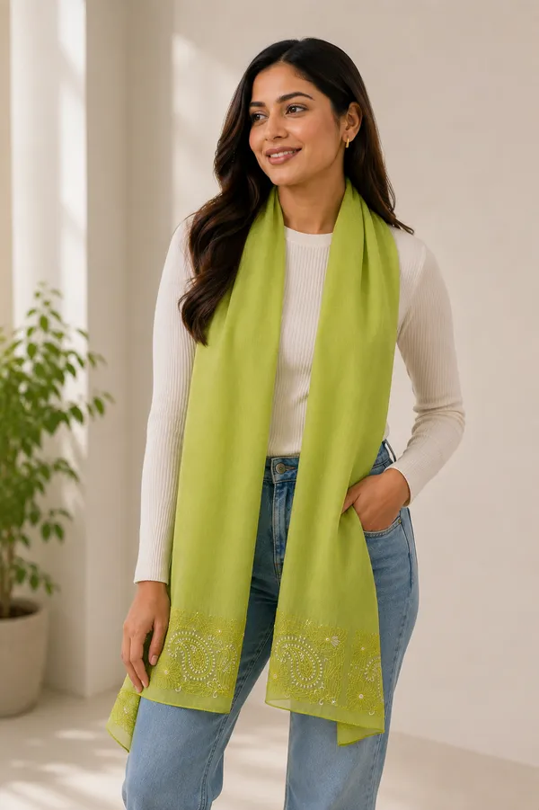 Georgette_Green_Paisley_Stole_|_Elegant_Lightweight_Women's_Stole
