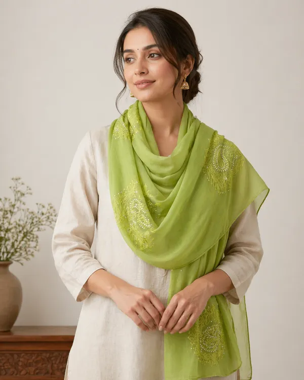 Georgette_Green_Paisley_Stole_|_Elegant_Lightweight_Women's_Stole