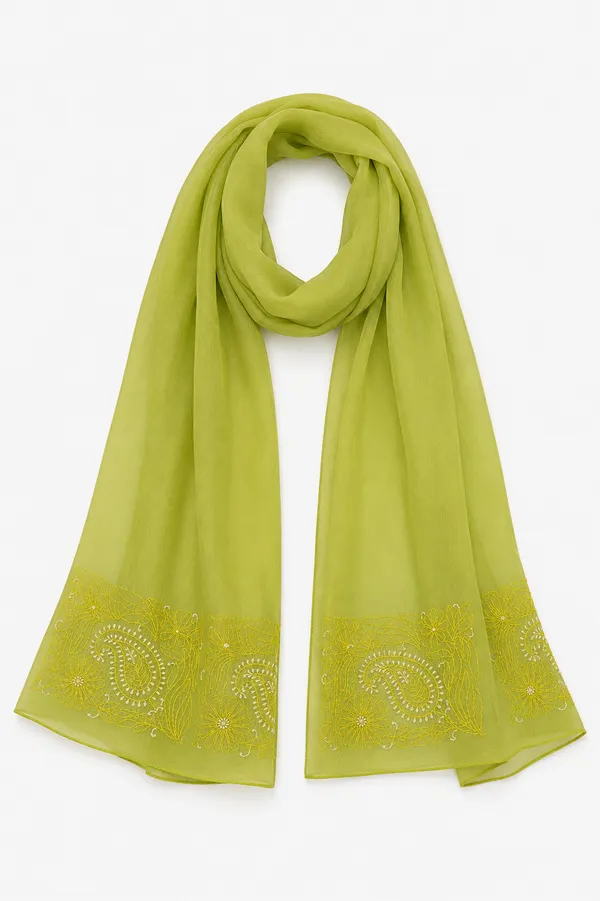 Georgette_Green_Paisley_Stole_|_Elegant_Lightweight_Women's_Stole