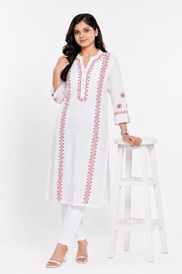 White__pure_chanderi_Kurti_With_Red_tepchi_chikankari_Detailing