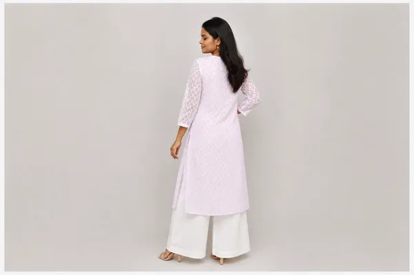 summer_breeze__Lavender__brasso_leaf__designer_chikankari_embroiderd_kurti