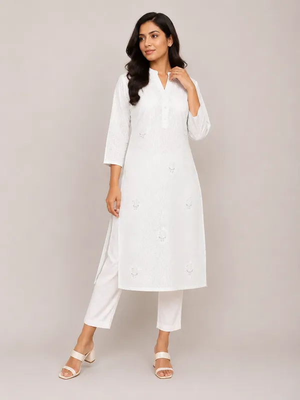 Sky_Blue_Brasso_Cotton_Kurti_With__chikankari_Jaali_Motif