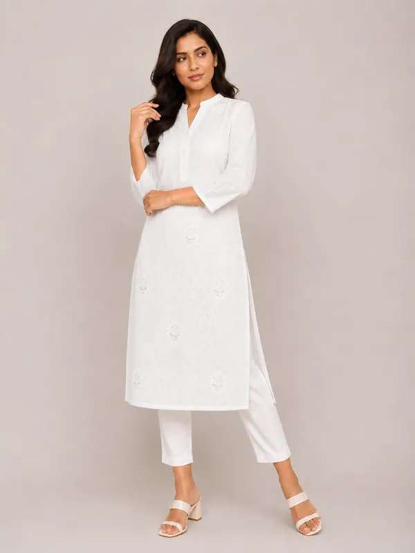 Sky_Blue_Brasso_Cotton_Kurti_With__chikankari_Jaali_Motif