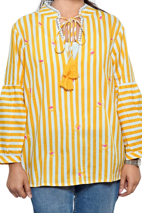 Cotton_Poplin_Sunshine_Yellow_Paisley_Chikankari_Embroidered_Top