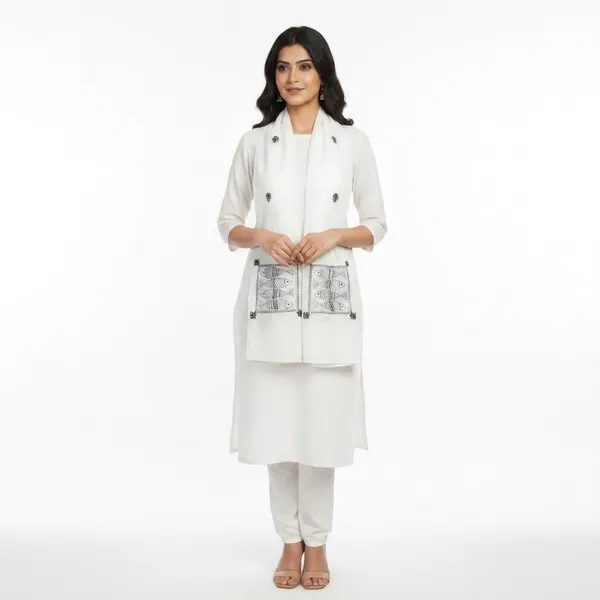 Self_Striped_Cotton_White_and_Black_Fish_Motif_Stole_|_Stoles_are_there_to_provide_the_sense_of_extra_elegance_in_your_styling.