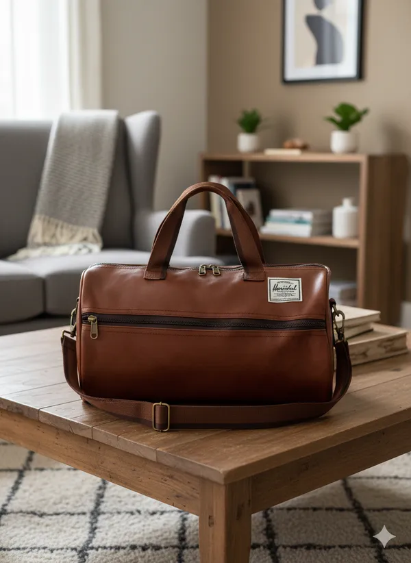 Brown_Synthetic_Leather_Duffle_Bag_For_Unisex